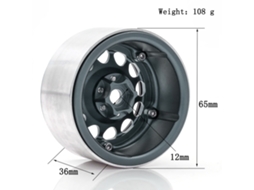 Aro De Liga De Alumínio Beadlock 2.2 Polegadas 65*36mm Para Carros De Controle Remoto 1/8 1/10 Trax4 Axial Scx10 Wraith Yeti (4pcs)