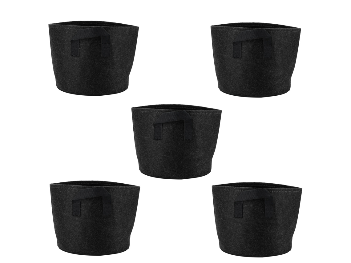5pcs Sacos De Crescimento 3 Galões Tela Não Tecida Preto