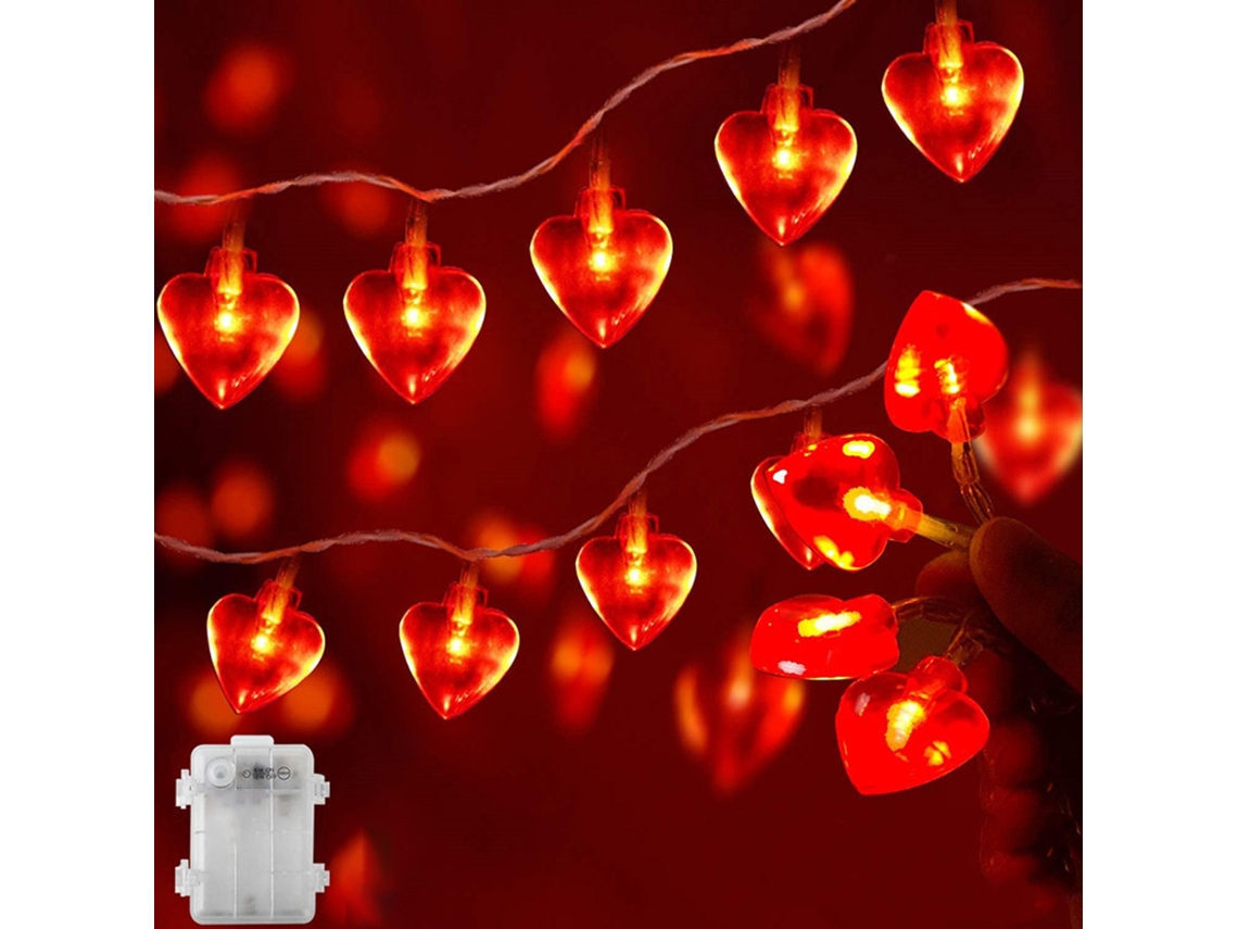 2026 luces de Cadena em Forma de Coração 6m 40 Led para Casamentos, Festas, Aniversários e Decoração de Casa Dia Dos Namorados