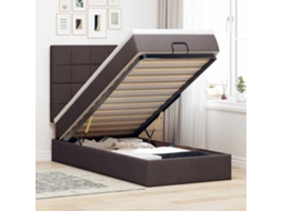Vidaxl Cama Otomana Com Colchão 100x200 Cm Tecido Castanho Escuro