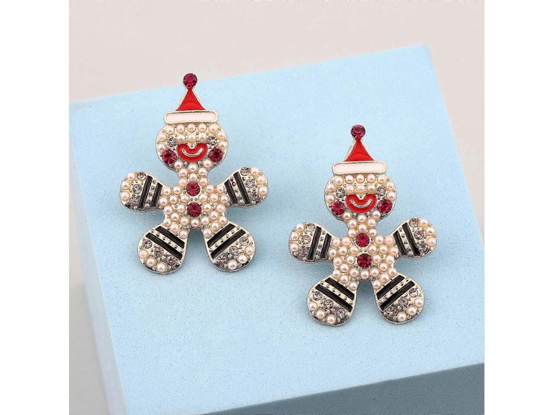 Brincos De Natal, Design De Boneco De Neve, Liga, Pérola E Diamante, Charmosos