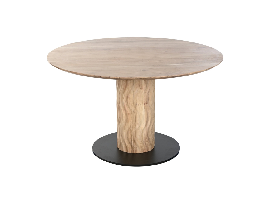 Mesa de Jantar Redonda em Madeira de Acácia com Detalhes em Metal ALEXANDRA HOUSE LIVING (130x130x76cm)