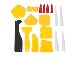 Conjunto De 17 Ferramentas Para Silicone E Calafateamento: Rasquetas, Aplicadores E Removidores De Selante De Vidro E Cimento