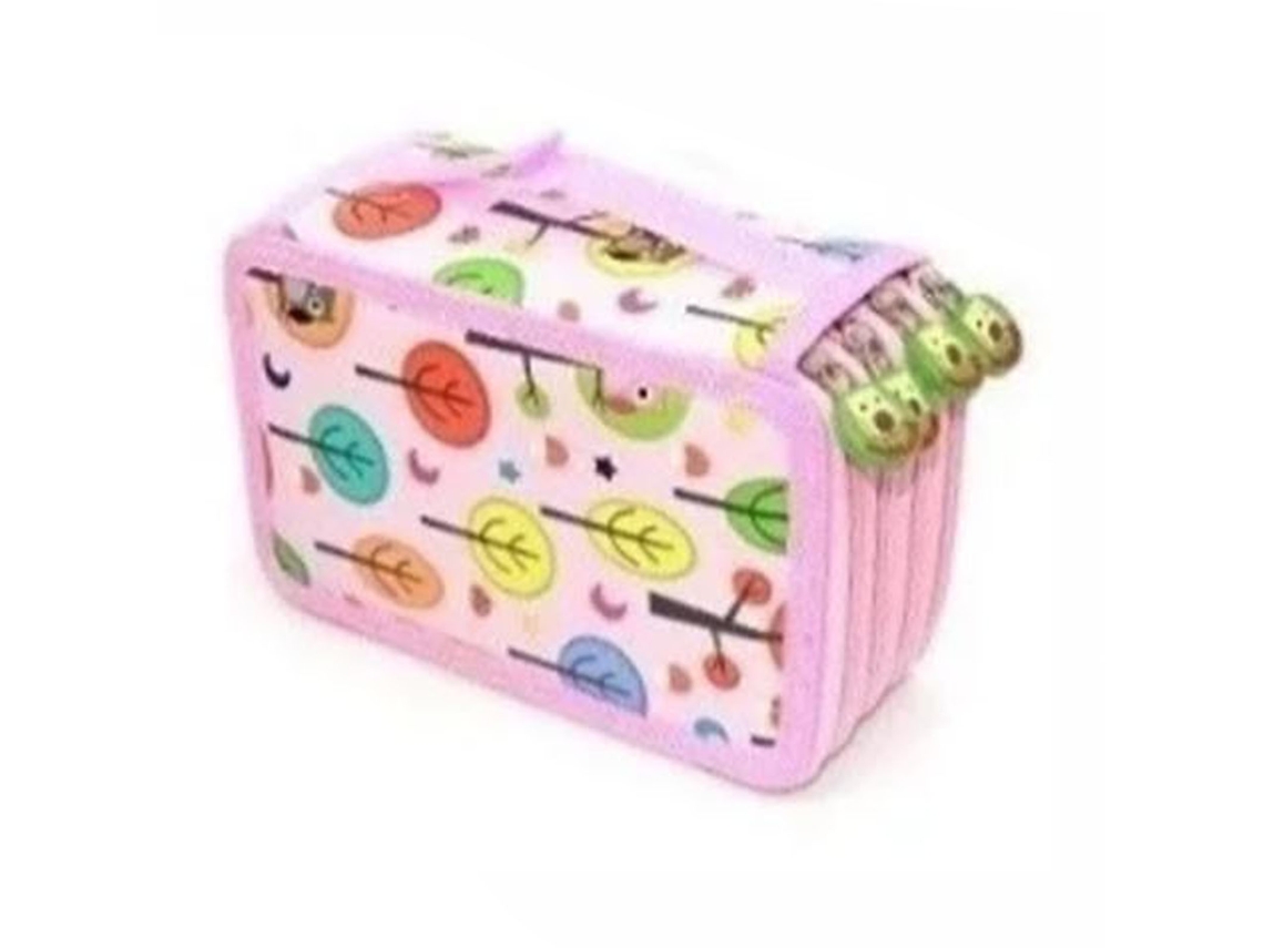 Estuche Grande De Lápices Cartel Pink 4 Niveles 72 Huecos Tela Oxford Resistente Impacto Para Colegio Oficina Viaje