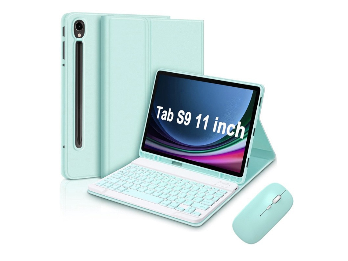Capa De Couro Verde Claro Teclado Quadrado Verde Claro Mouse Com Carregamento De Modo Duplo, S9 Sm X810 X816b Yunzii