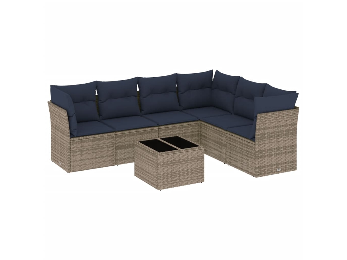 Conjunto de Sofá de Jardim, 7 Peças, Almofadas, Rattan Cinza MAISON EXCLUSIVE