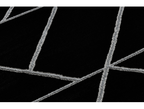 Passadeira DYWANY LUSZCZOW Emerald Exclusivo Glamour Geométrico Poliéster Preto (70x620cm)