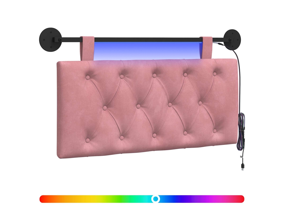 Cabeceira Suspensa com Luz Led Rosa Veludo MAISON EXCLUSIVE