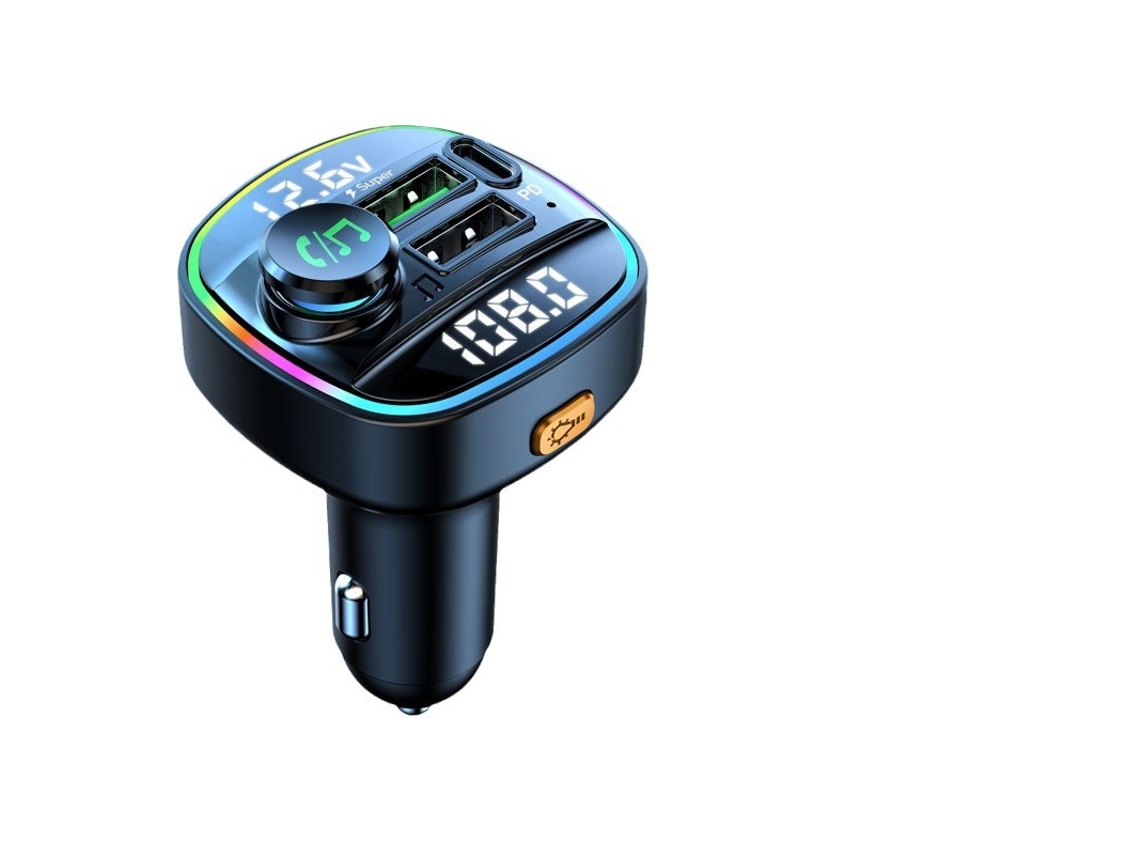 Transmissor Fm YIZHOOD C22 Bluetooth 5.3 Handsfree Car Radio Modulador Mp3 22.5W Qc3.0 Usb Super Carga Rápida Preto