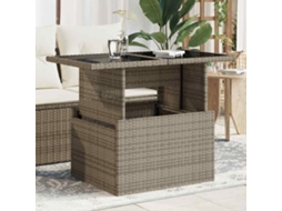 Vidaxl Mesa De Jardim Com Tampo De Vidro 100x55x73 Cm Vime Pe Cinza