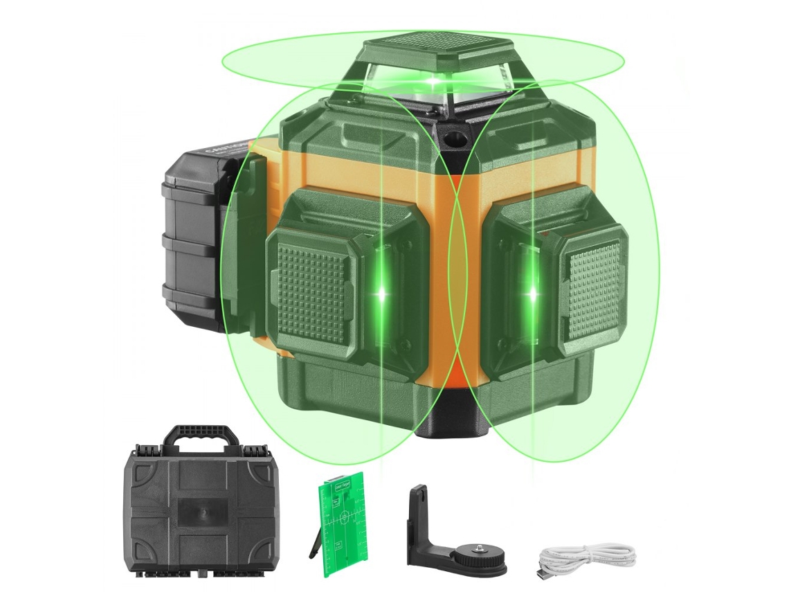 Laser Cruzado Autonivelante Verde 3x360° 30m Com Bateria Tekmaquinas