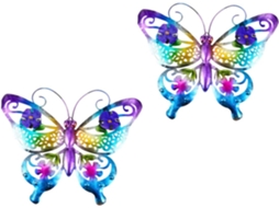 De 2 Peças De Arte De Parede Em Metal Vazado Roxo, Escultura Em Ferro Forjado À Prova De Ferrugem, Design Leve, Gokoco