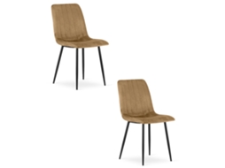 Cadeira De Jantar Conjunto De 2 Peças Jewa Assento Marrom, Pernas Pretas, Assento De Veludo, Assento Ergonômico