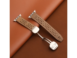 Pulseira de couro Crazy Horse com data magnética, cor cáqui Starlight, para Apple Watch 42, 44, 45 e 49 mm e Huawei GT5.