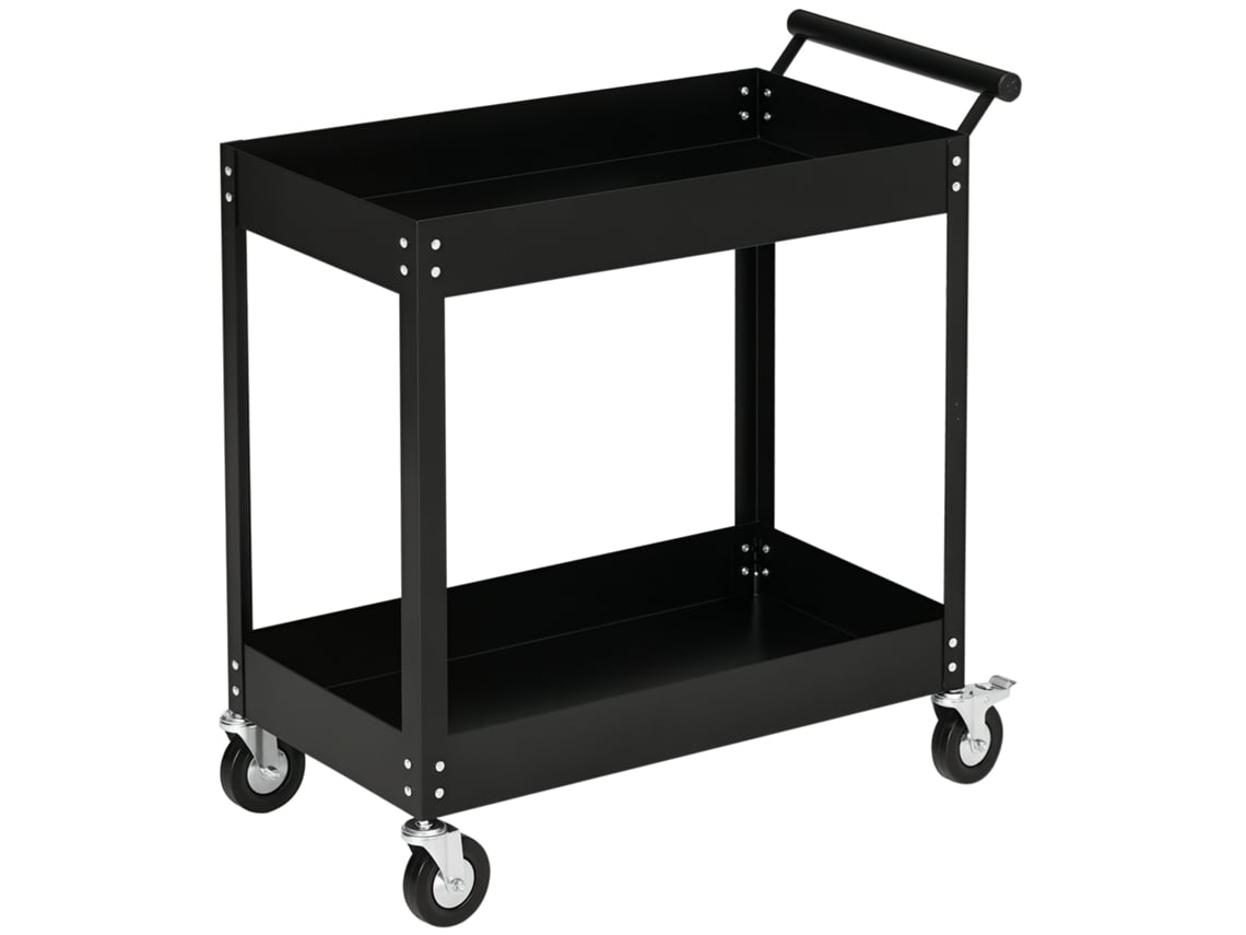 Carrinho porta ferramentas 2 prateleiras, aço, 84.5x38x84cm, preto BTFORUS