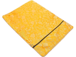 Bolsa para Bíblia Feminina em Brocado com Dupla Camada, Estampa de Dragão Amarelo, Tamanho 24x34 cm, Organizador
