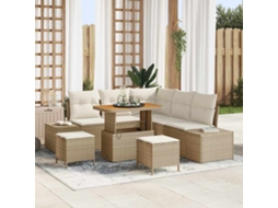Vidaxl Conjunto De Sofá De Jardim 8 Unid. Bege Rattan Sintético