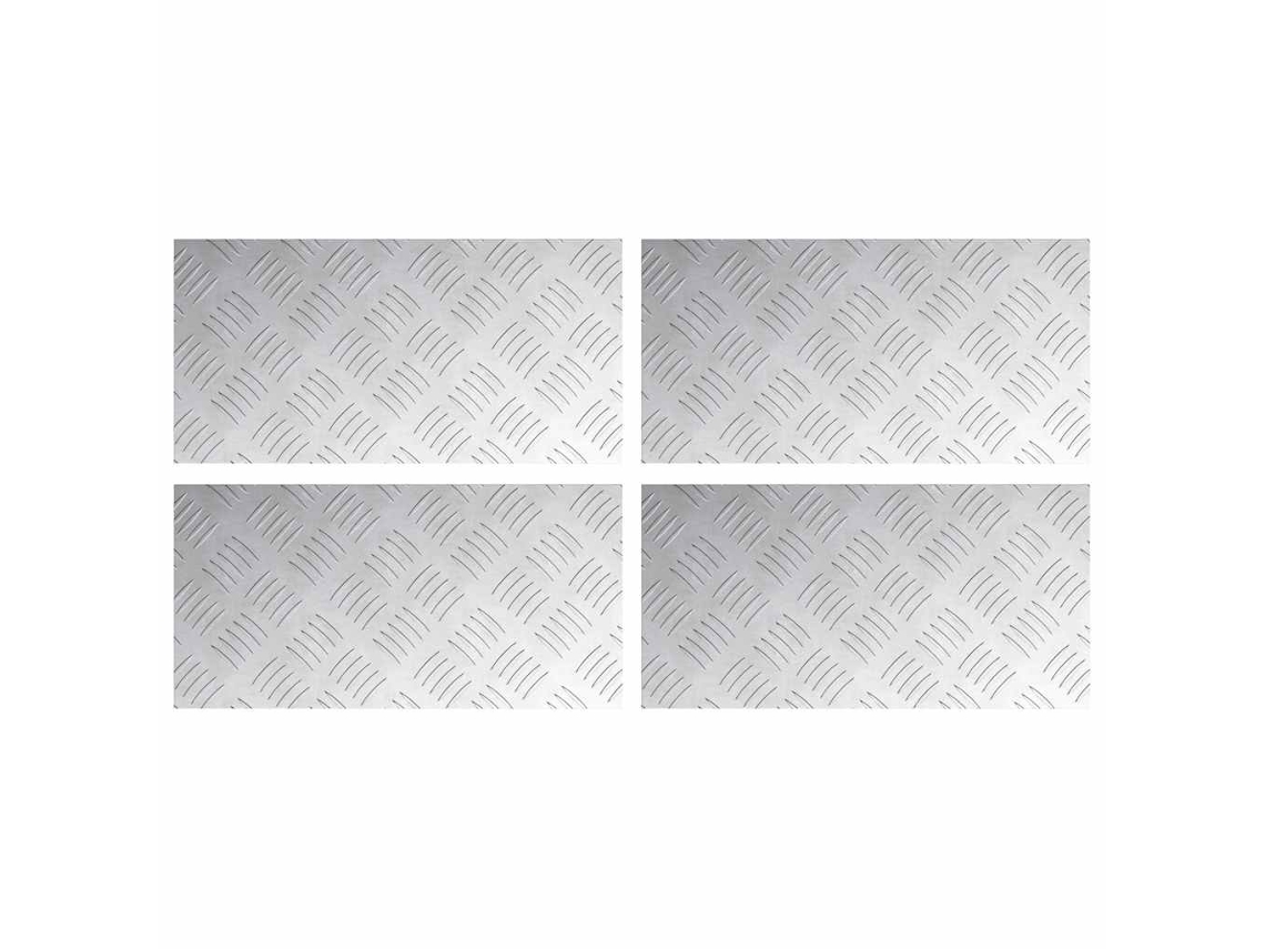 Conjunto 4 Placas De Alumínio Modernas Com Pintura Xadrez Vidaxl Prateado Alumínio