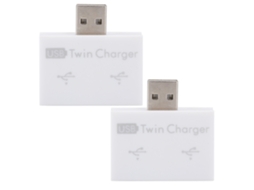 2 Pcs Conector Adaptador De Porta De Carregamento Duplo Usb Plug And Play Para Carregador Branco