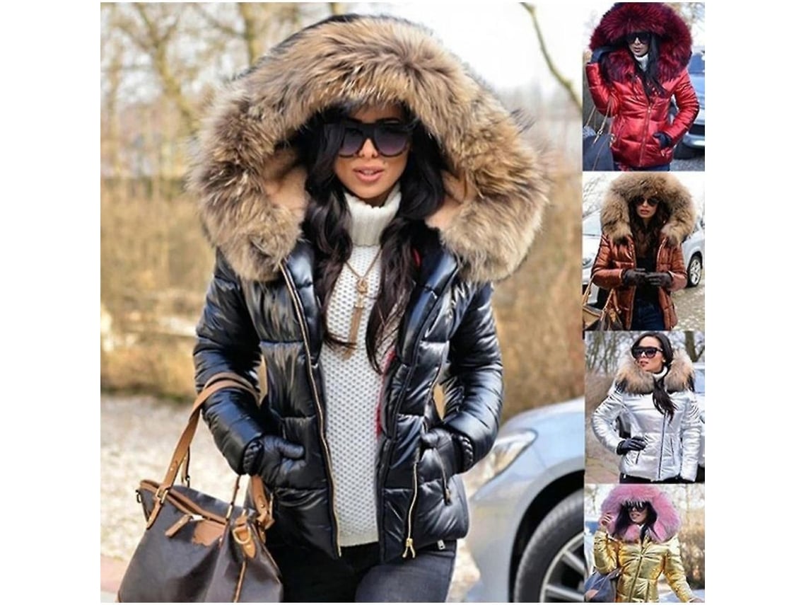 2026 abrigo de Invierno para Mujer com Capuz de Pelúcia, Jaqueta Acolchada Grossa com Cremalheira e Bolsos