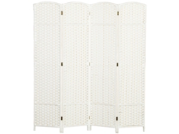 Paravente 4 Peças Branco Dobrável Para Sala Quarto Home Office