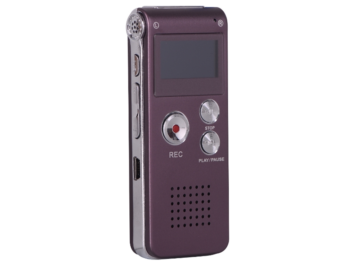 Gravador de Voz Digital Mini Fita Portátil Dictafone de 16Gb com Reprodução Usb Mp3 Rosa