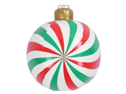 Primerox bola Inflável de Natal em Formato de Doce Pvc 60cm Listras Vermelho e Verde para Jardim Ao Ar Livre