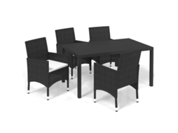 Dining Set, Dining Sets Vidaxl Preto Rattan / Vime (mesa Com 150 Cm De Comprimento)