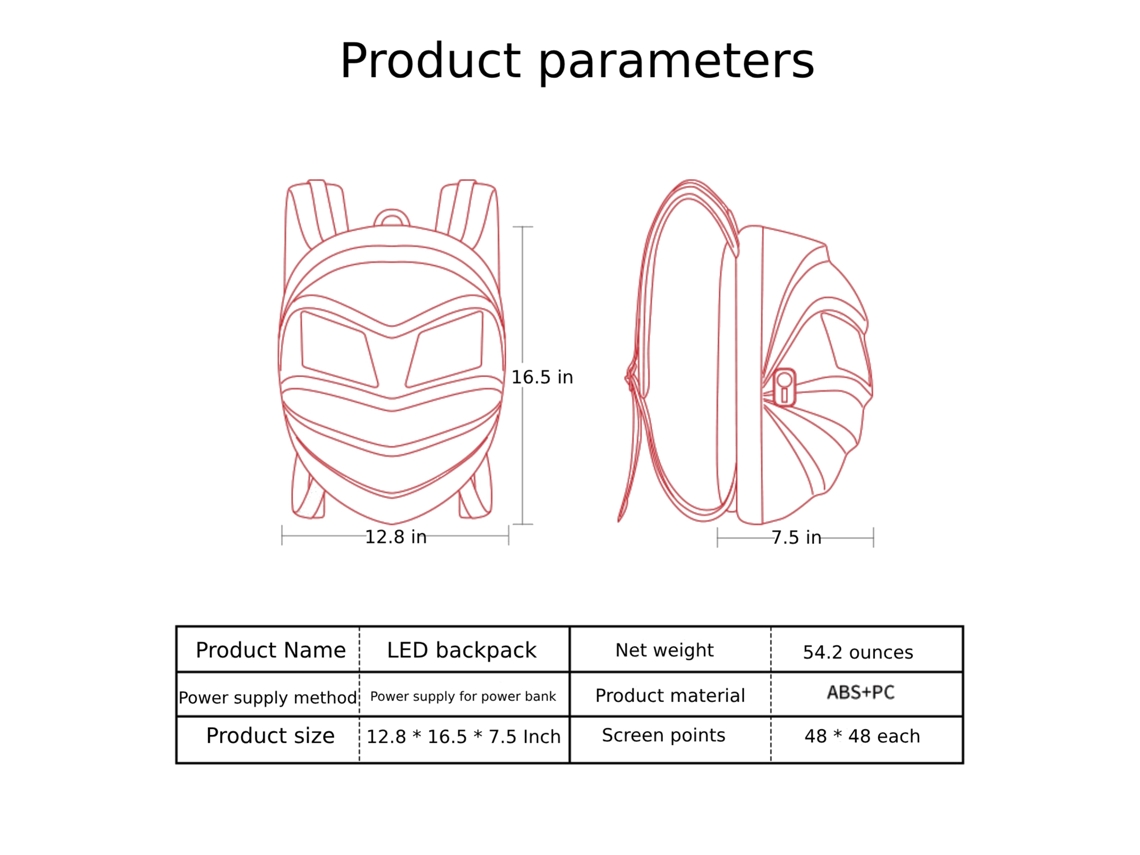Mochila Led Programável Resistente À Água Para Moto E Caminhada