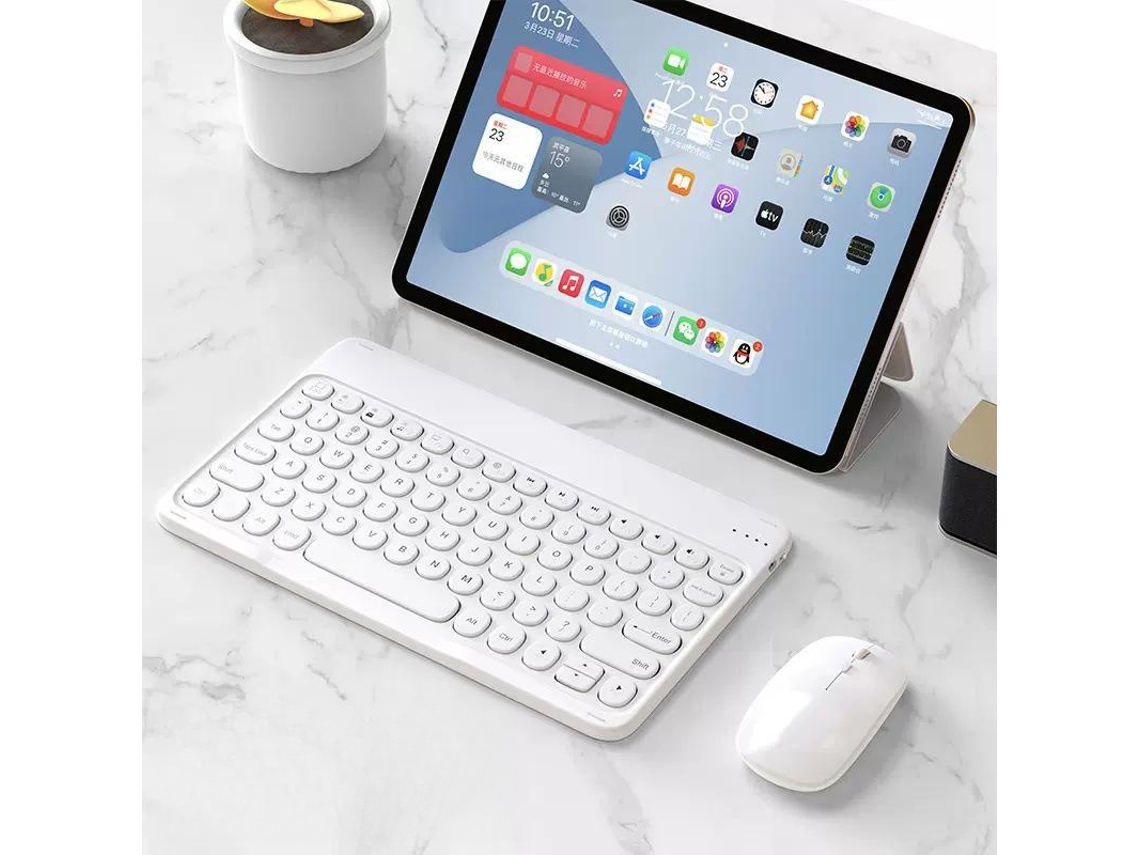 Combinação De Teclado E Mouse Sem Fio Bluetooth De 10 Polegadas Cuich (branco)