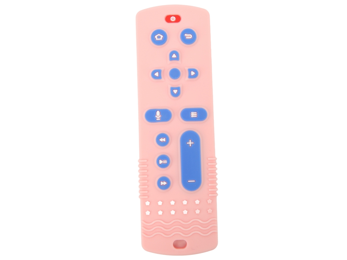 Primerox mordedor de Silicone Forma Controle Remoto Tv com Texturas Cores Vibrantes Desenvolvimento Sensorial Bebê Rosa