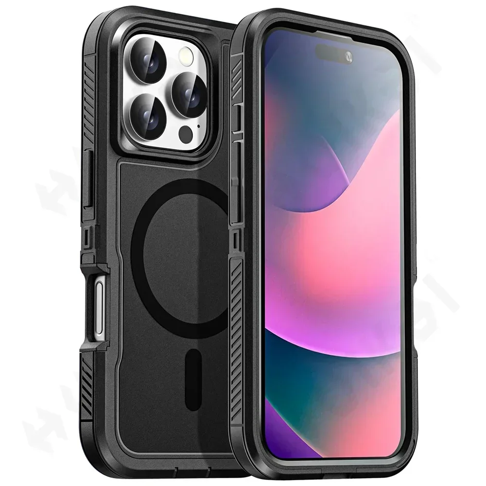 Capa Para Celular (preta, Iphone 14 Pro Max), Compatível Com Carregamento Sem Fio Magsafe, Resistente E Durável, À Prova De Choque E Quedas.