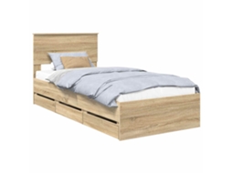Conjunto 1 Cama Moderna Vidaxl Castanho Derivados De Madeira (75 X 190 Cm)