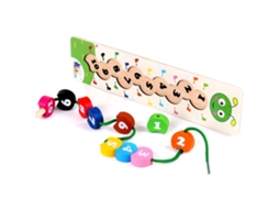 Brinquedo de madeira vazada Ats Pérolas com números - Jogo educativo matemático precoce