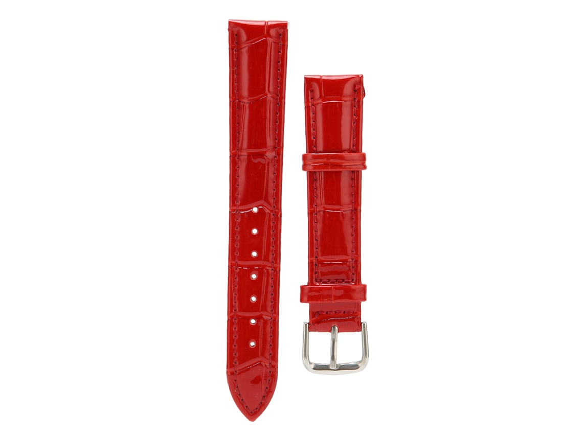 Pulseira Couro Artificial Fivela Vermelha 18mm Universal