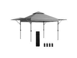 Gazebo de jardim dobrável com 2 paredes ajustáveis, bolsa de transporte com rodas (5x3 m) | S/MARCA