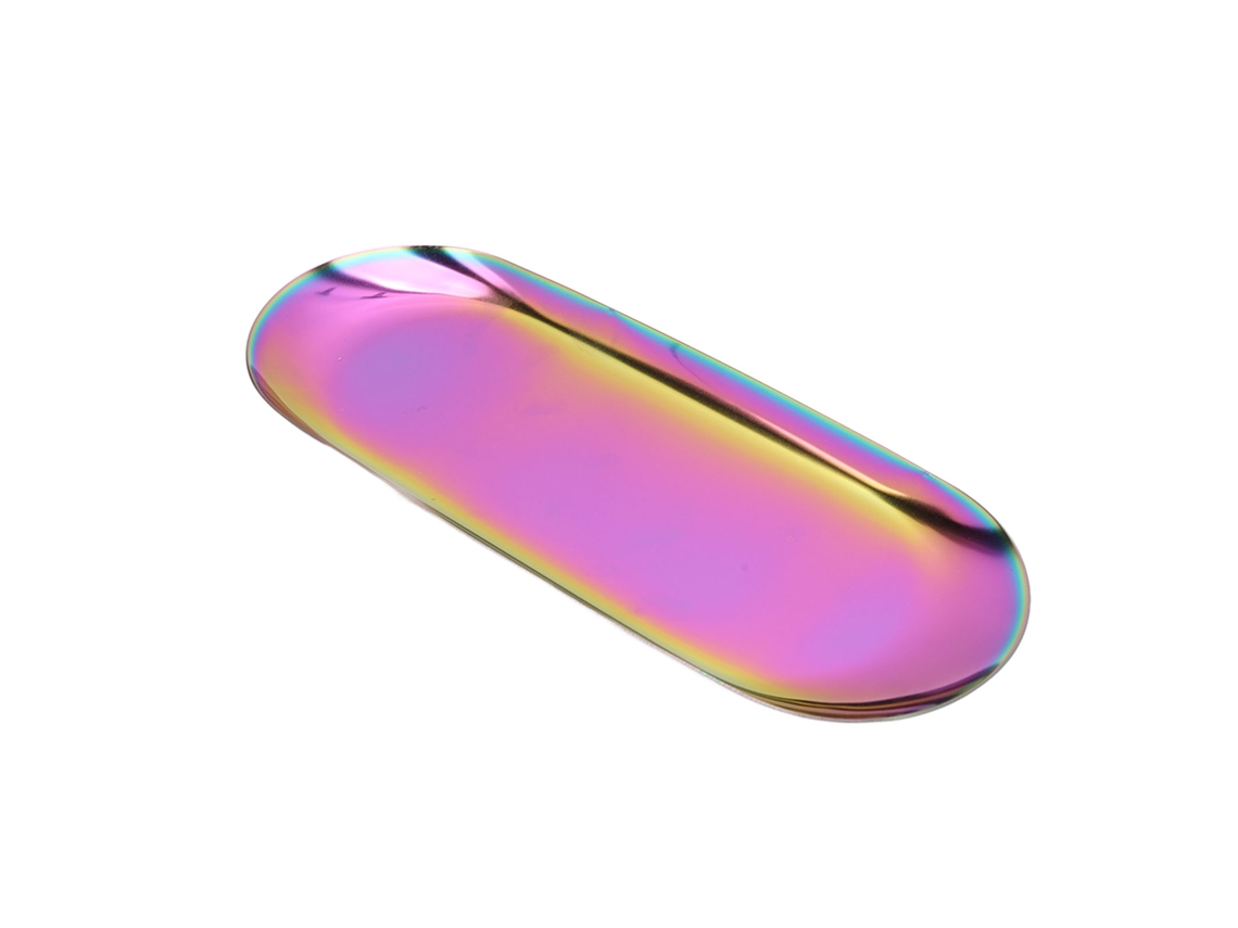 Prato Oval De Jóias Com Reflexo De Espelho Revestimento A Vácuo Borda Brilhante Para Armazenamento De Unhas E Acessórios