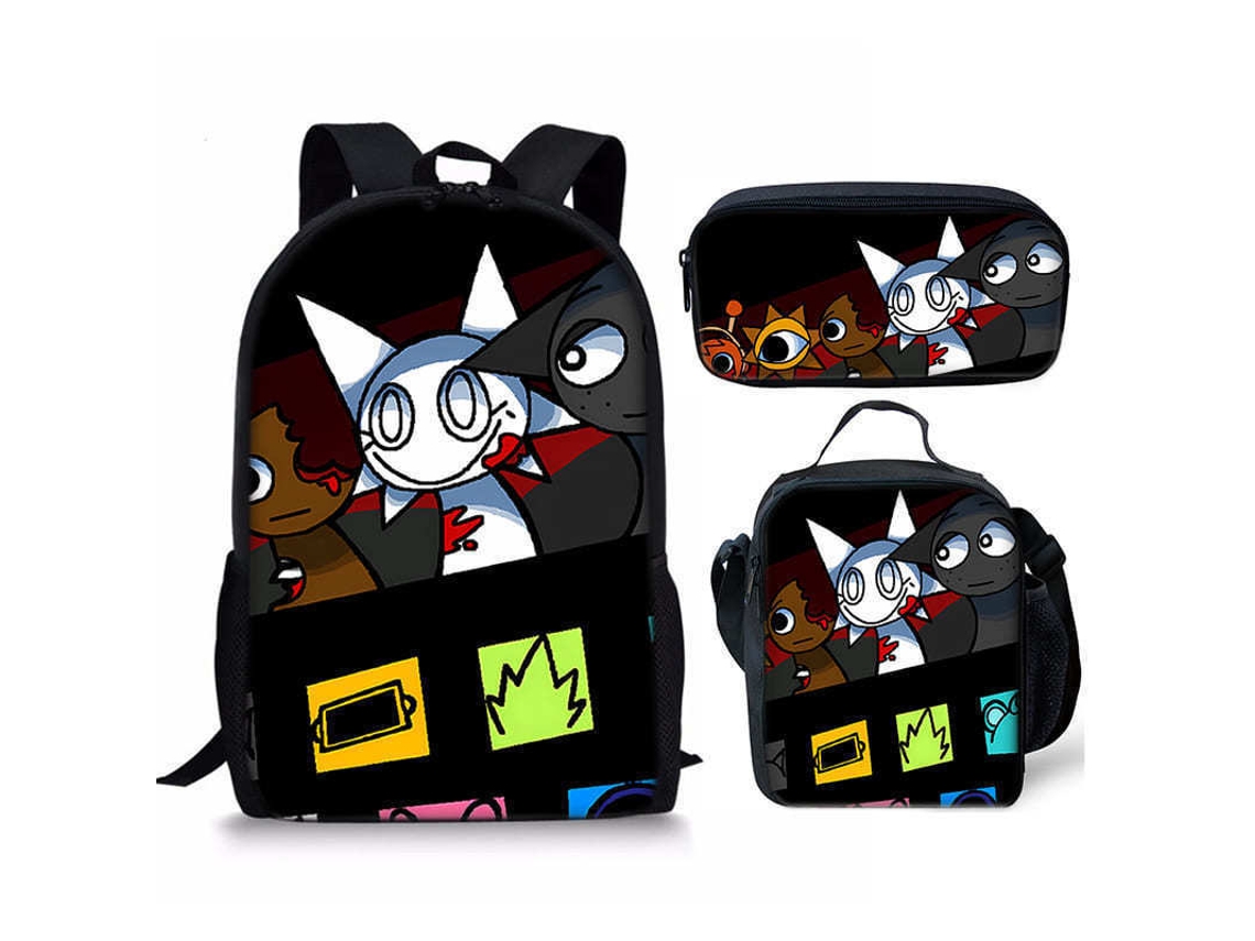 Conjunto De Mochilas Estudantis Sprunki Com Três Peças Mochila Desenho Animado, Bolsa Ombro E Estojo 28 Aquaforge