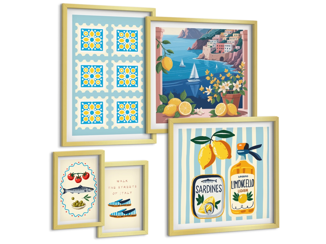 Conjunto De Pinturas Cozinha Italiana Sabor Estilo Espelharte (5 Peças)