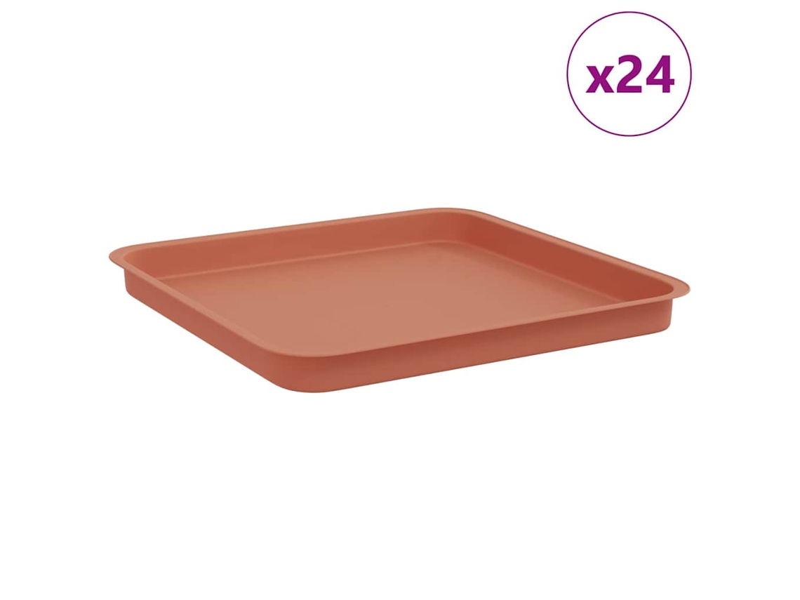 Conjunto 24 Vaso Quadrado Vidaxl Vermelho Plástico (36 X 36 X 2,5 Cm)