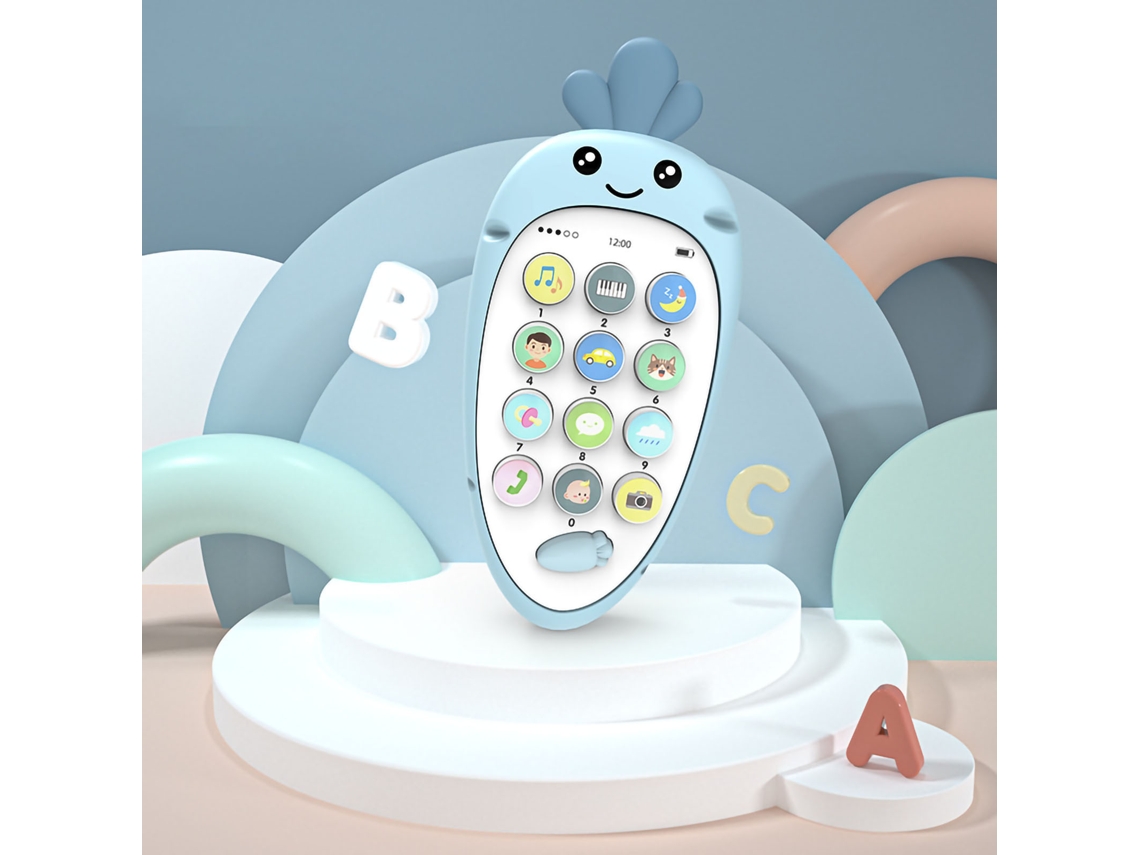 Ats brinquedo Telefone Bebê de Silicone Forma de Nabos Interativo Brinquedo Telefone Falso para Bebês Azul