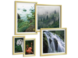 Conjunto De Pinturas Natureza Animais Selvagens Paisagens Espelharte (5 Peças)