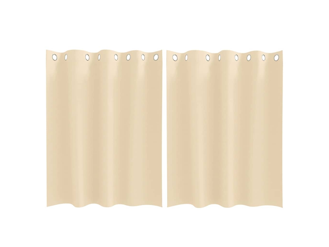 Conjunto 2 Cortinas Opacas Vidaxl Creme Poliéster (140 X 140 Cm)