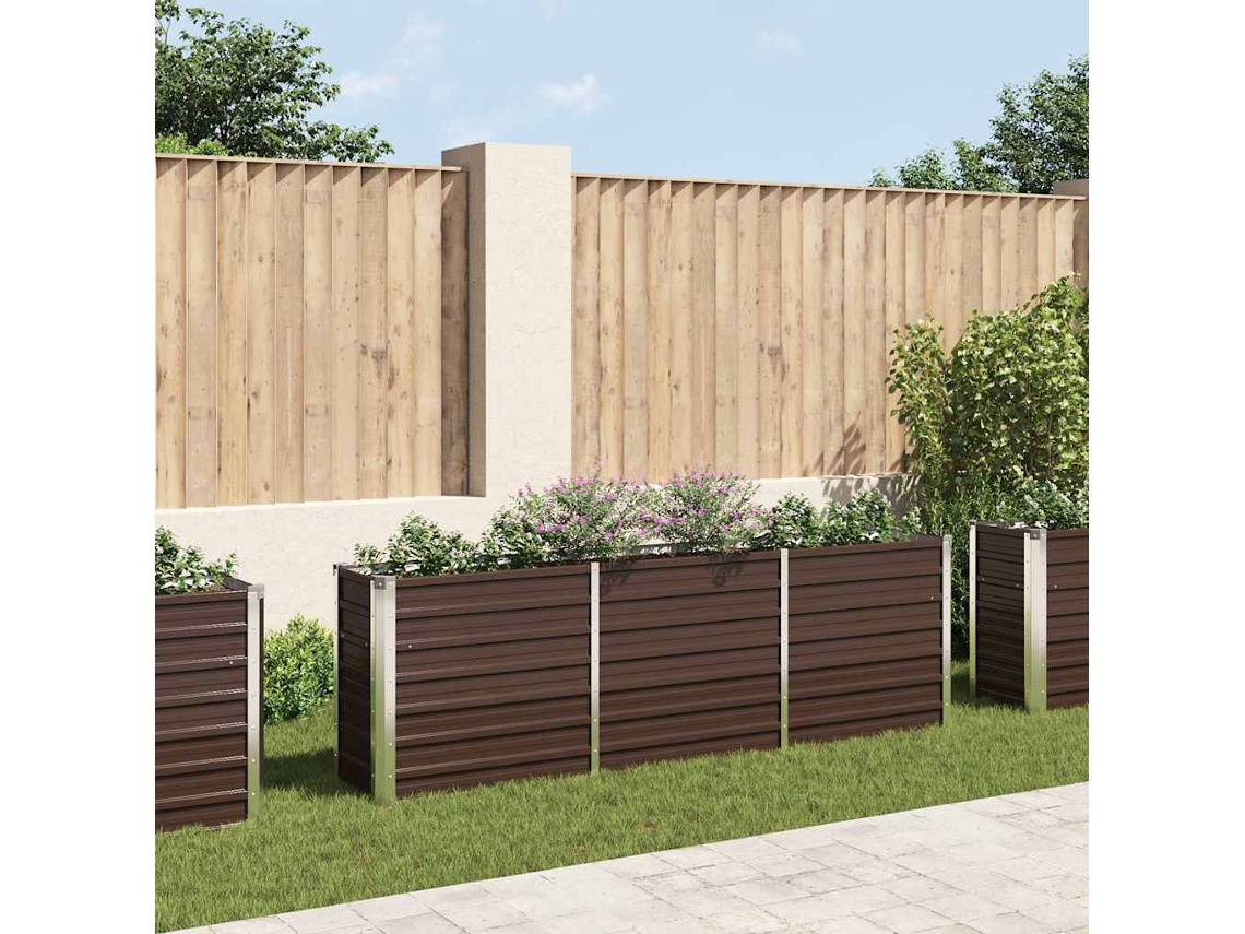 Vidaxl Canteiro Elevado De Jardim Aço Galvanizado 240x40x77cm Castanho