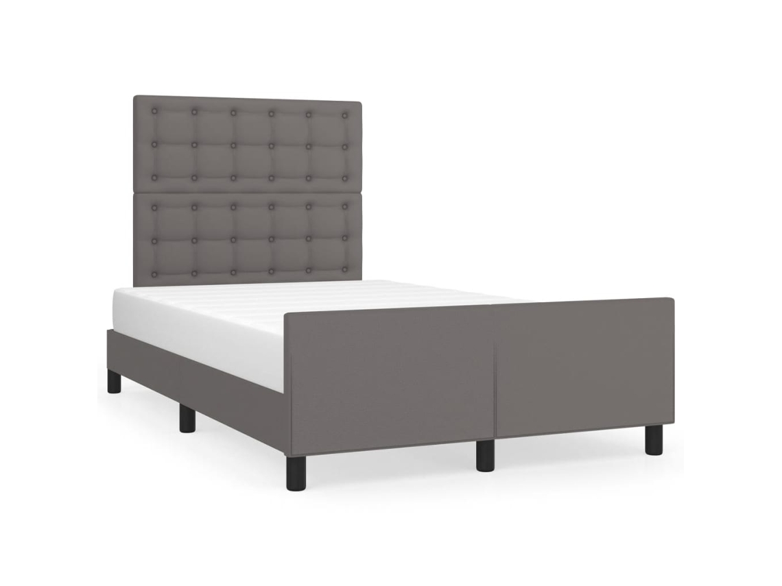 Bed Frame With Headboard, Bed Frames With Headboards Vidaxl Cinzeto Couro Artificial (120 X 200 Cm)