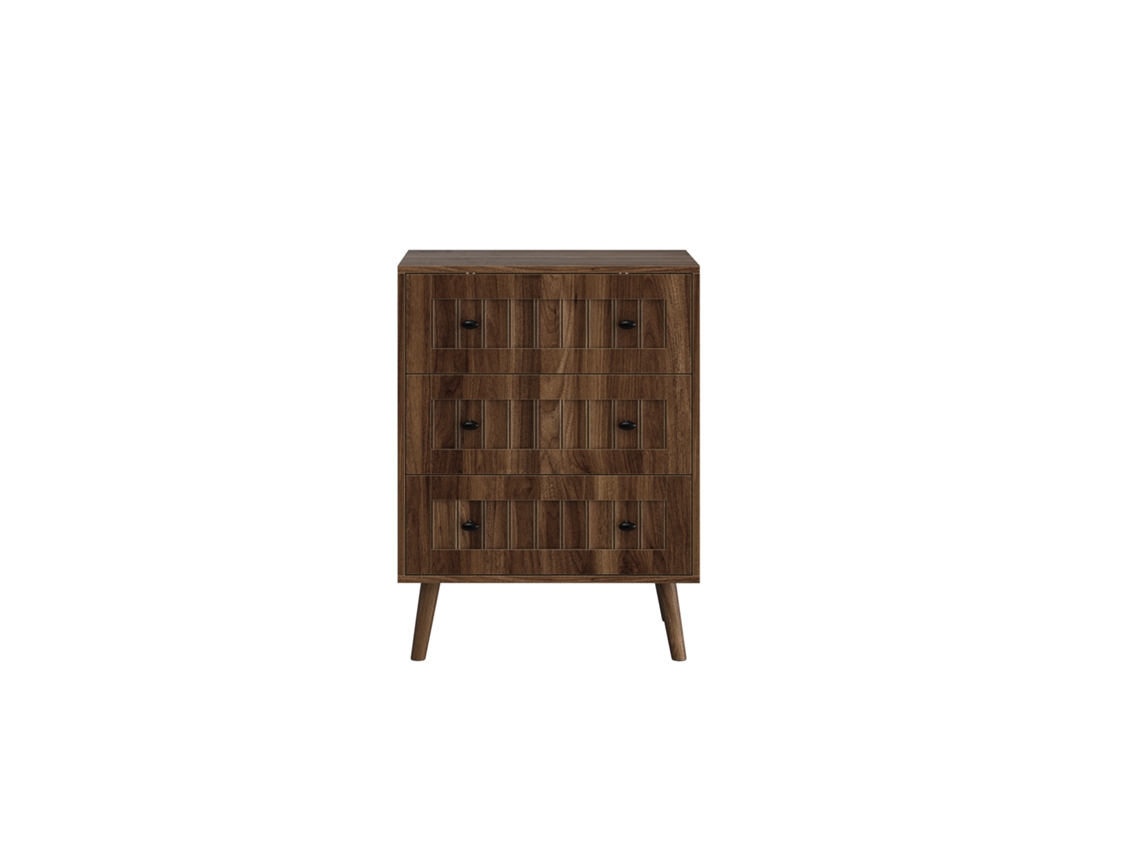 Cômoda Moderna com Três Gavetas em Madeira de Nogueira,ideal para Quarto,sala e Corredor,versátil como Penteadeira ORBITRA COMMERCE