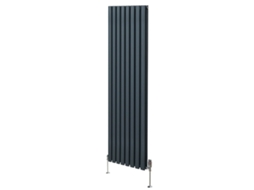 Radiador Vertical Oval Em Aço Carbono Antracite 1800x480mm Com Elevada Potência Térmica E Conjunto De Válvulas