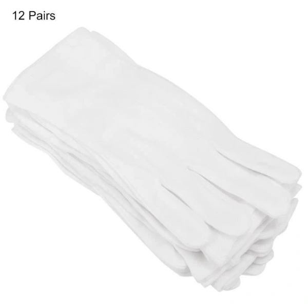 Luvas De Proteção - Algodão - 12 Pares - Laváveis ​​- Brancas