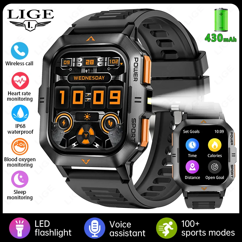 (silicone Preto) Smartwatch Esportivo Com Tela Hd De 2,01 Polegadas, Indicador De Oxigênio No Sangue E Chamadas Via Bluetooth.