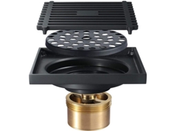 Sumidouro De Piso Quadrado De Latão Preto Para Banheiro, Anti-desgaste, Anti-odor, Filtro Removível, Resistente À Corrosão